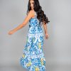 Vestido estampado blanco con azul - costado
