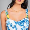 Vestido estampado blanco con azul - detalle