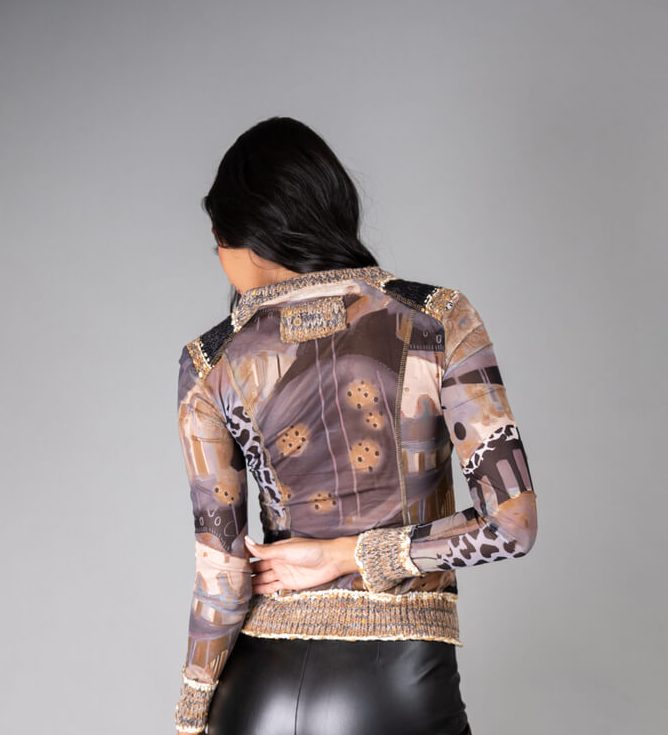 Chaqueta ajustada para mujer estampada