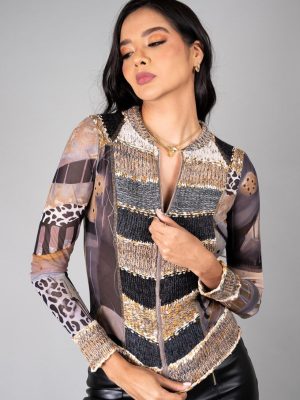 Chaqueta ajustada con tejido