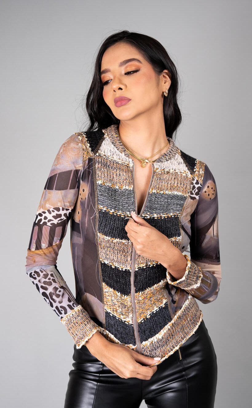 Chaqueta ajustada con tejido