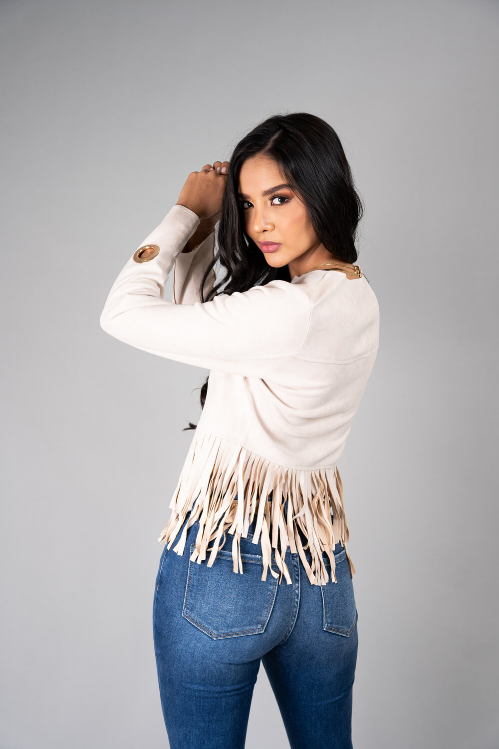 chaqueta flequillos para mujer